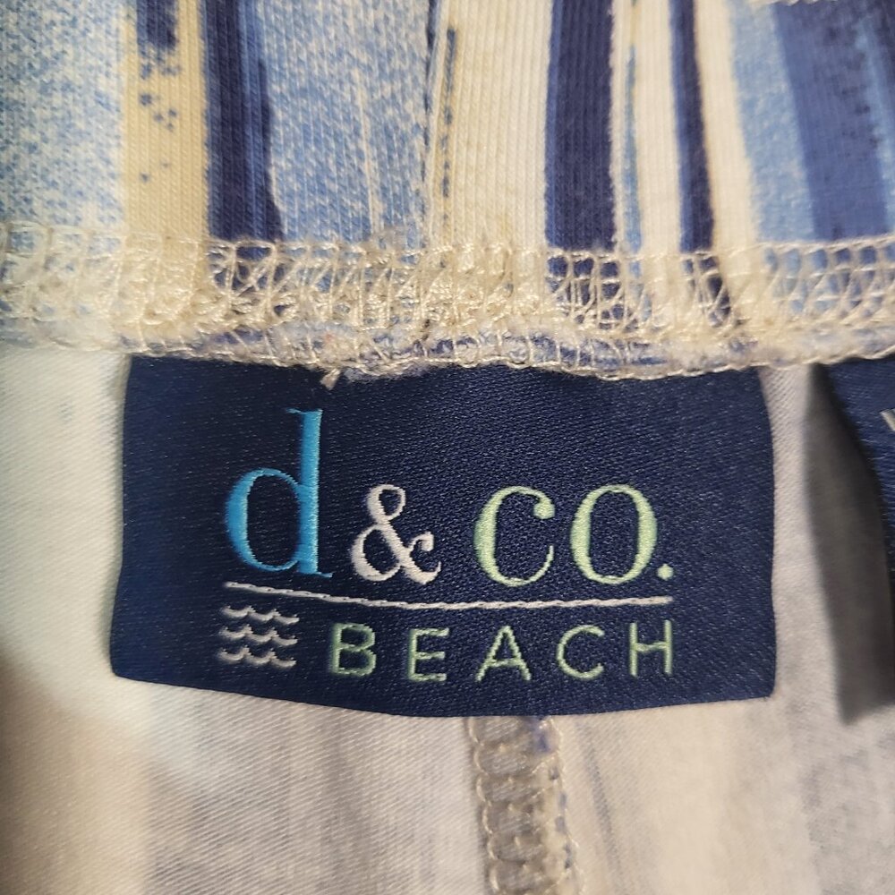 d&co Denim & Company Beach Woman's Lounge Pants Size LT Blue/White/Beige Stripes - Picture 6 of 8